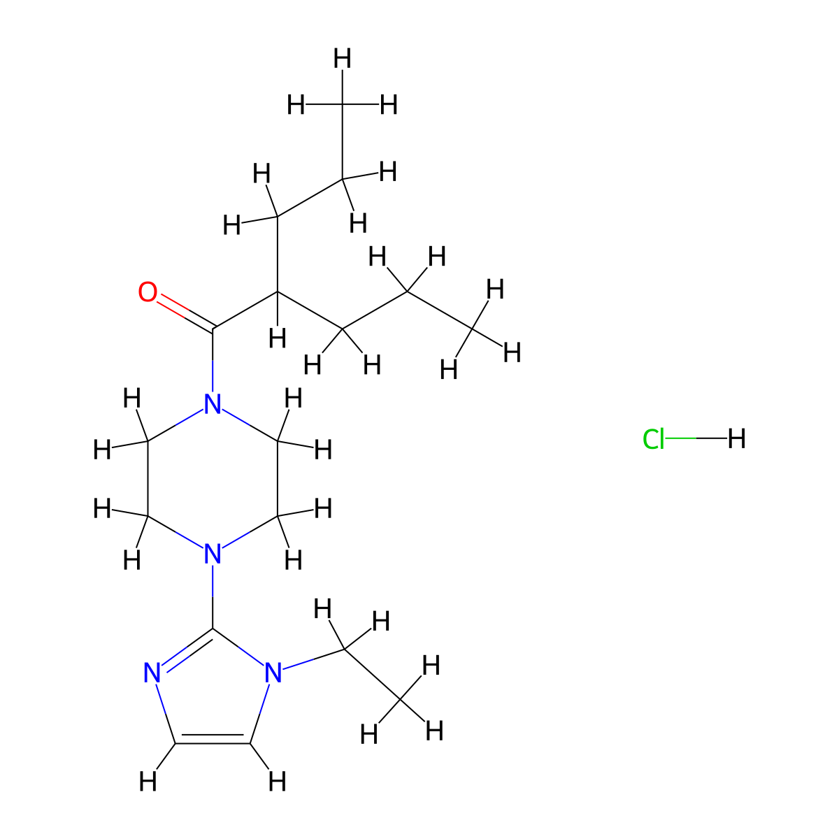 1-(4-(1-ethyl-1H-imidazol-2-yl)piperazin-1-yl)-2-propylpentan-1-one hydrochloride molecular structure, CAS 1189861-81-1