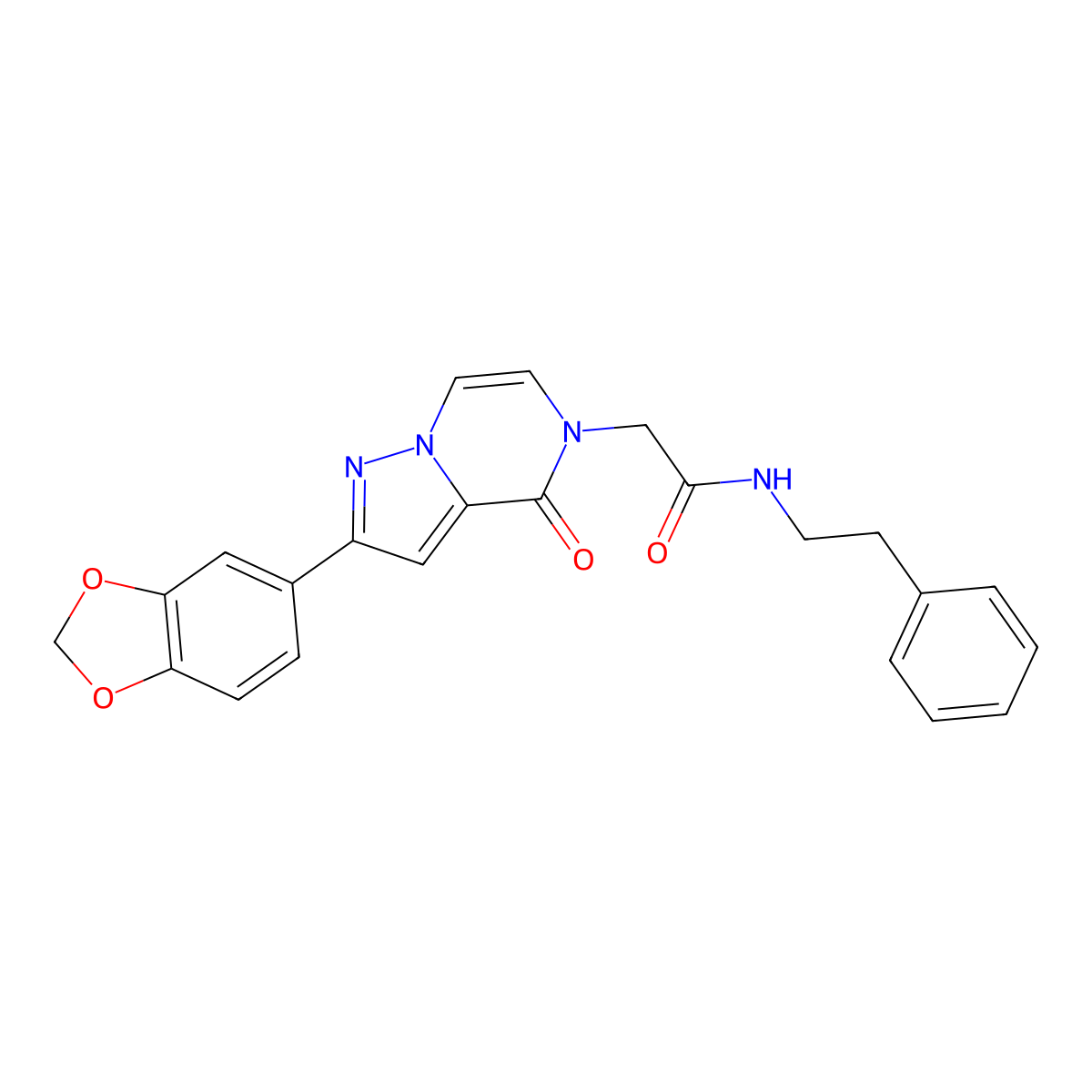 2-[2-(1,3-benzodioxol-5-yl)-4-oxopyrazolo[1,5-a]pyrazin-5(4H)-yl]-N-(2-phenylethyl)acetamide molecular structure, CAS 1189863-37-3