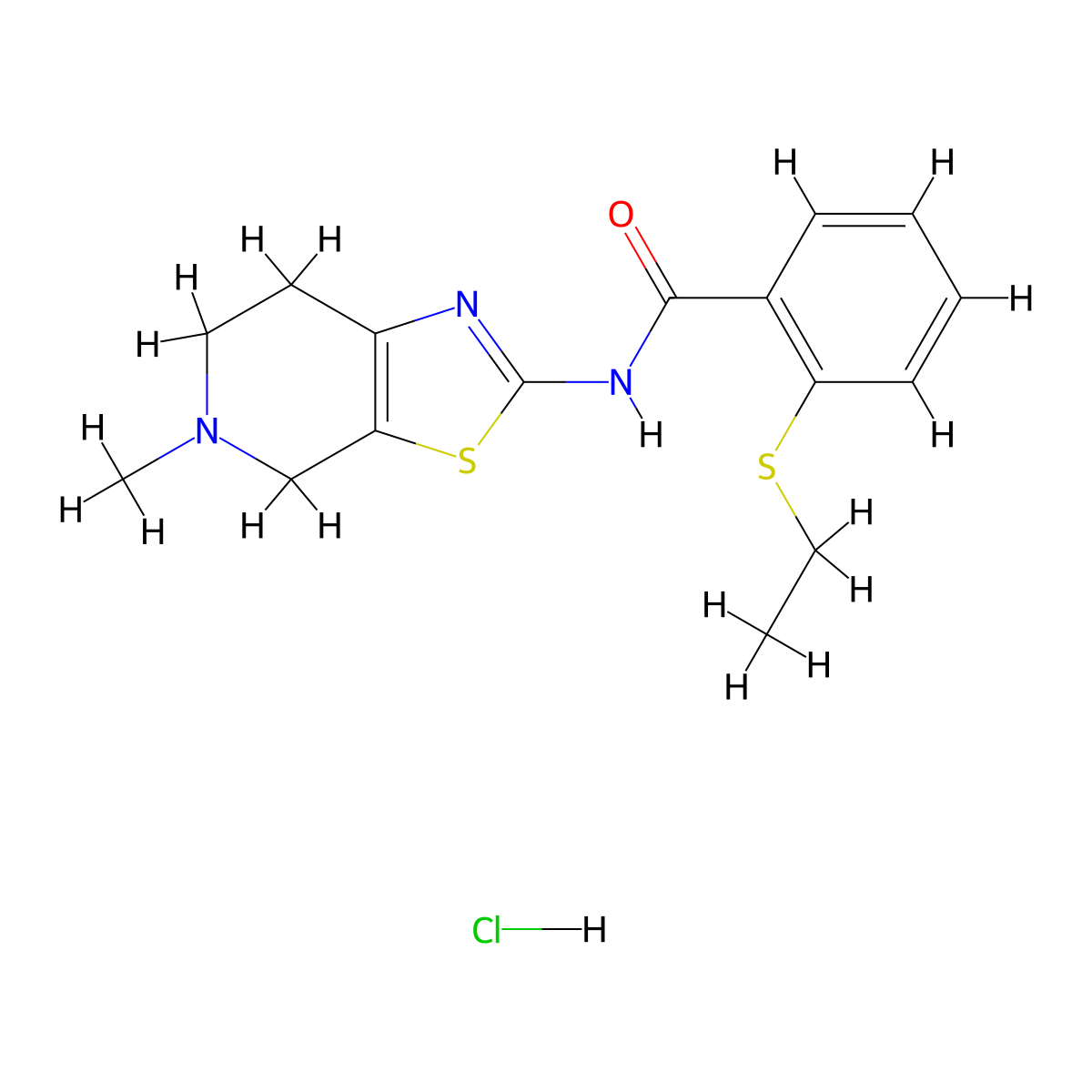 2-(ethylthio)-N-(5-methyl-4,5,6,7-tetrahydrothiazolo[5,4-c]pyridin-2-yl)benzamide hydrochloride molecular structure, CAS 1189863-61-3