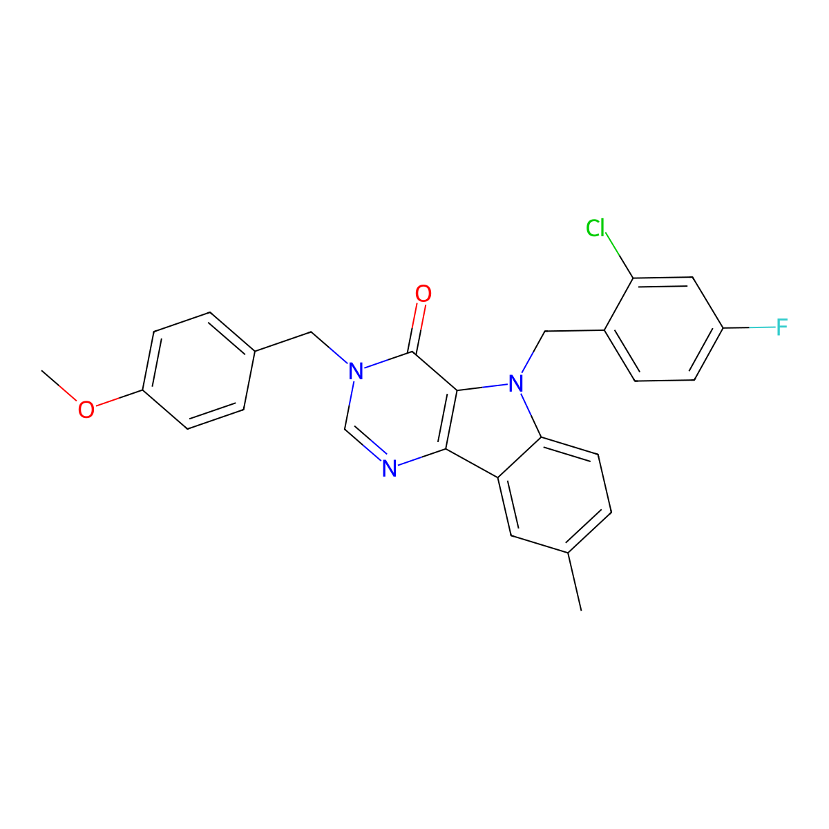 5-(2-chloro-4-fluorobenzyl)-3-(4-methoxybenzyl)-8-methyl-3H-pyrimido[5,4-b]indol-4(5H)-one molecular structure, CAS 1189863-77-1