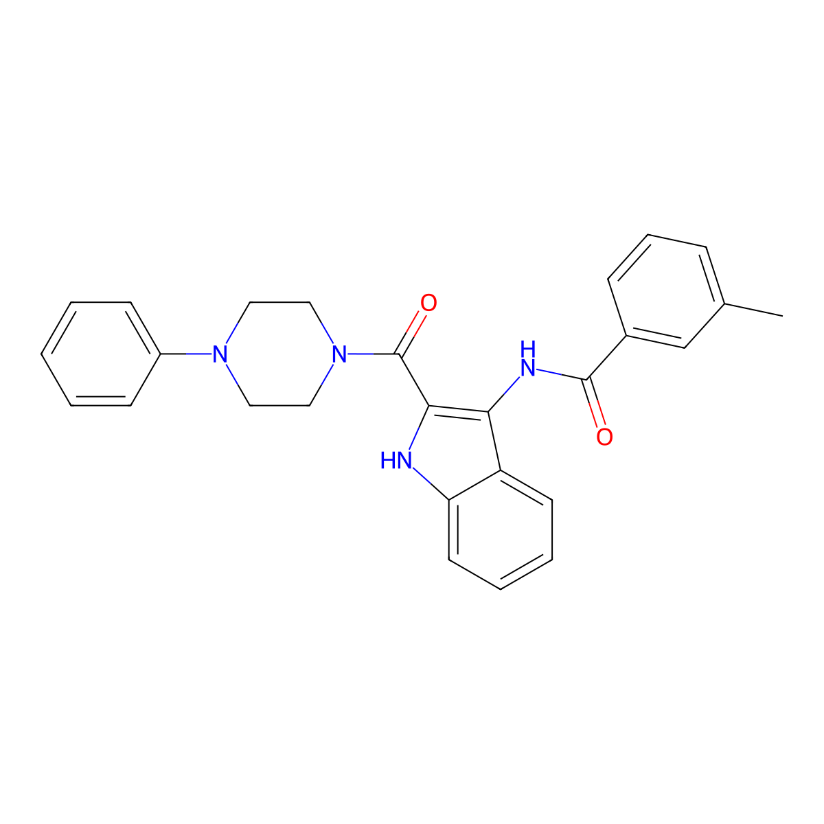 3-methyl-N-[2-(4-phenylpiperazine-1-carbonyl)-1H-indol-3-yl]benzamide molecular structure, CAS 1189863-94-2