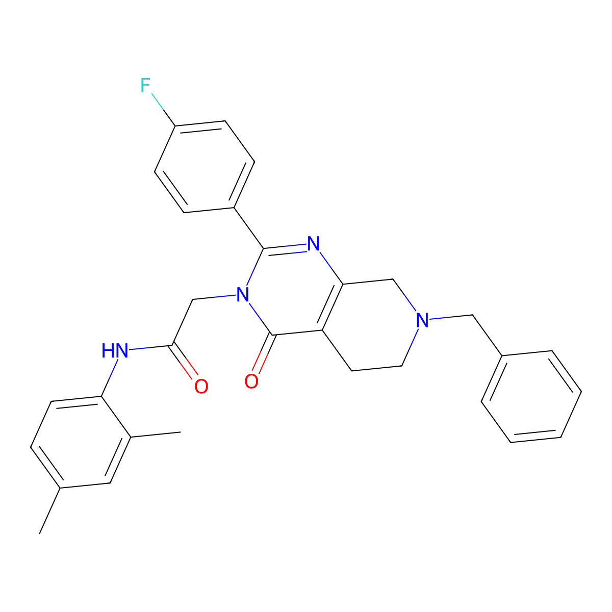 2-[7-benzyl-2-(4-fluorophenyl)-4-oxo-3H,4H,5H,6H,7H,8H-pyrido[3,4-d]pyrimidin-3-yl]-N-(2,4-dimethylphenyl)acetamide molecular structure, CAS 1189864-19-4