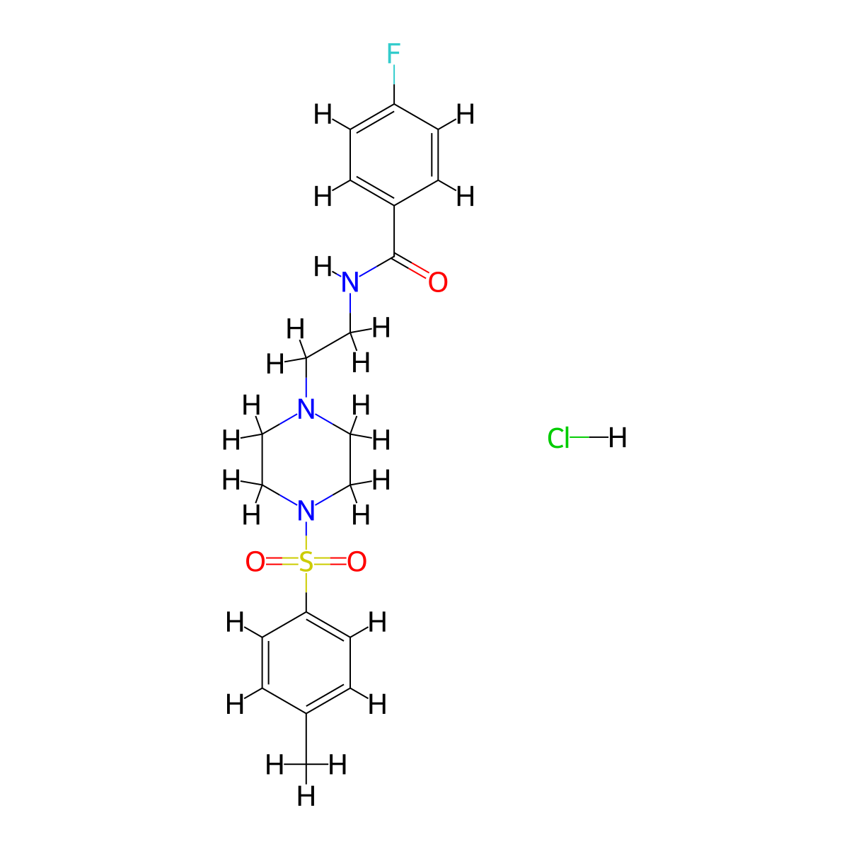 4-fluoro-N-(2-(4-tosylpiperazin-1-yl)ethyl)benzamide hydrochloride molecular structure, CAS 1189864-61-6