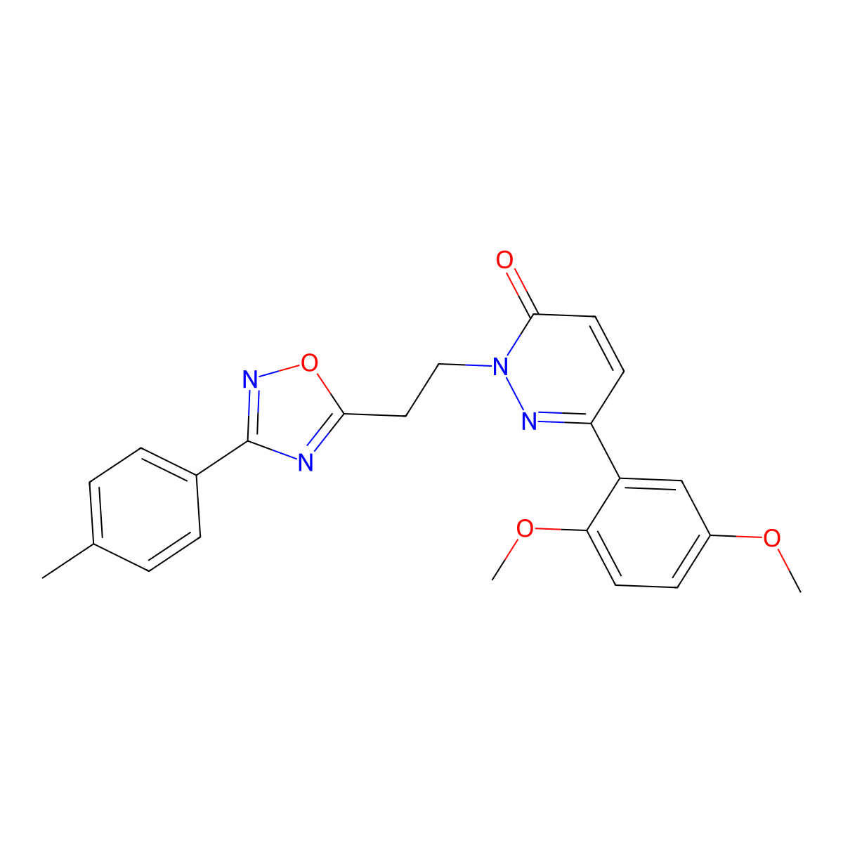 6-(2,5-Dimethoxyphenyl)-2-{2-[3-(4-methylphenyl)-1,2,4-oxadiazol-5-yl]ethyl}-2,3-dihydropyridazin-3-one molecular structure, CAS 1189866-45-2