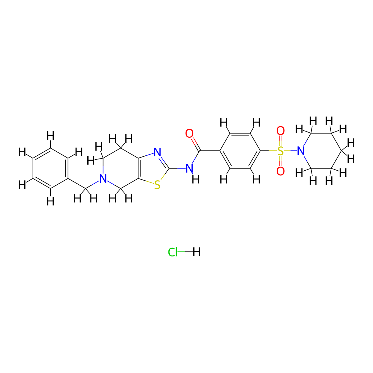 N-(5-benzyl-4,5,6,7-tetrahydrothiazolo[5,4-c]pyridin-2-yl)-4-(piperidin-1-ylsulfonyl)benzamide hydrochloride molecular structure, CAS 1189866-60-1