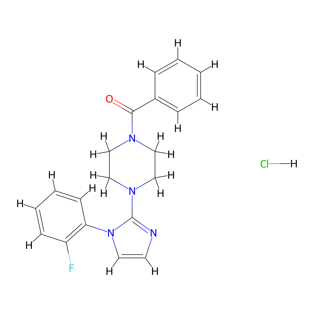 (4-(1-(2-fluorophenyl)-1H-imidazol-2-yl)piperazin-1-yl)(phenyl)methanone hydrochloride molecular structure, CAS 1189866-68-9