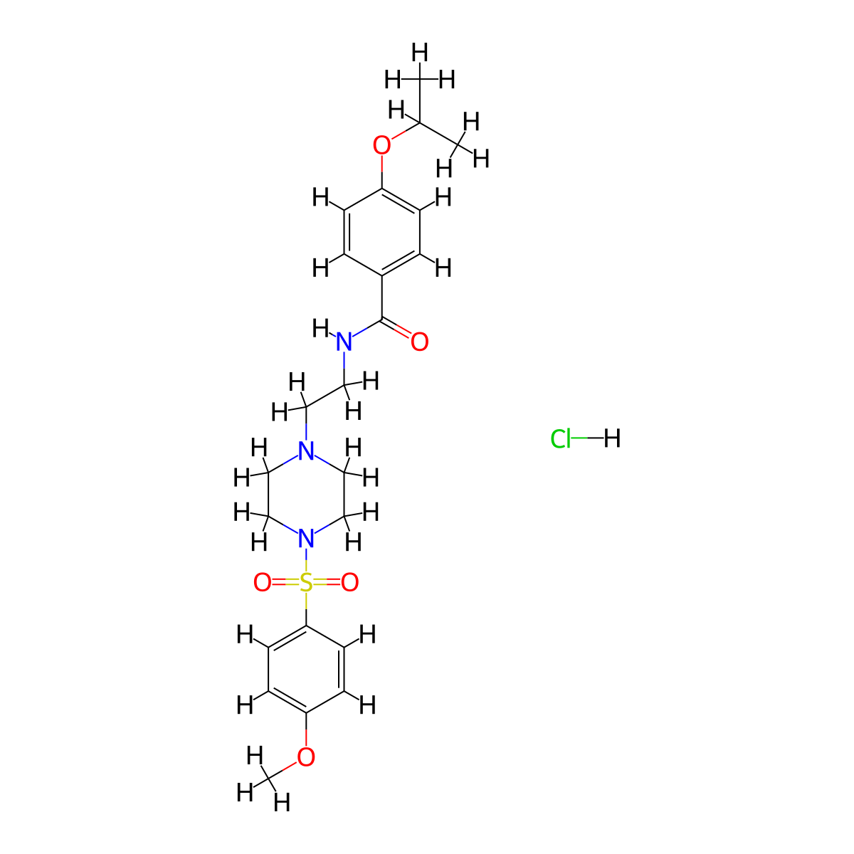 4-isopropoxy-N-(2-(4-((4-methoxyphenyl)sulfonyl)piperazin-1-yl)ethyl)benzamide hydrochloride molecular structure, CAS 1189869-10-0