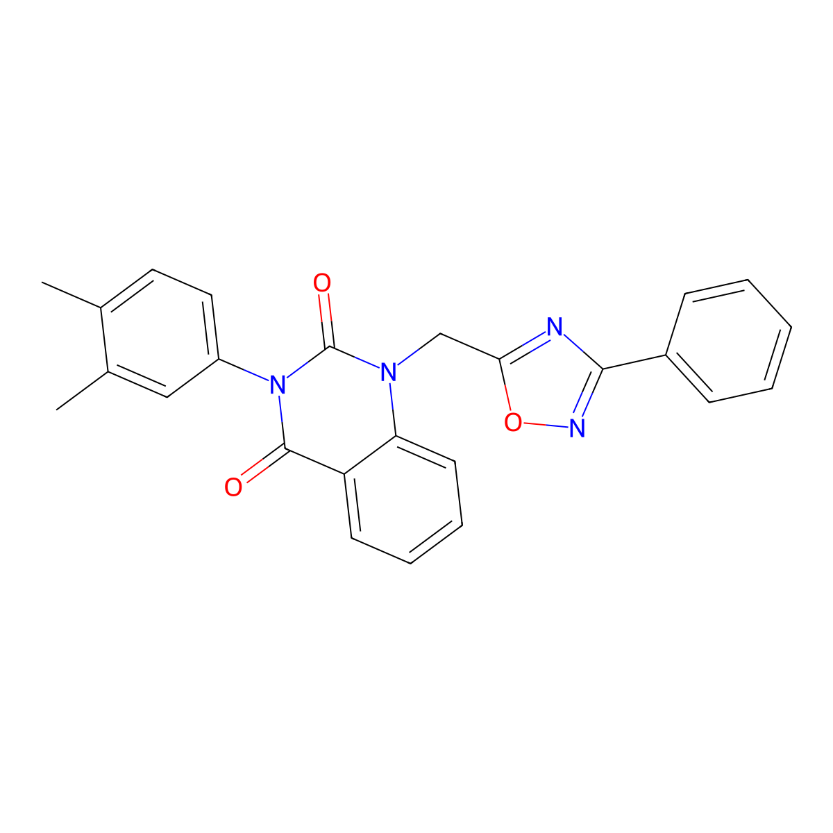 3-(3,4-dimethylphenyl)-1-((3-phenyl-1,2,4-oxadiazol-5-yl)methyl)quinazoline-2,4(1H,3H)-dione molecular structure, CAS 1189869-39-3