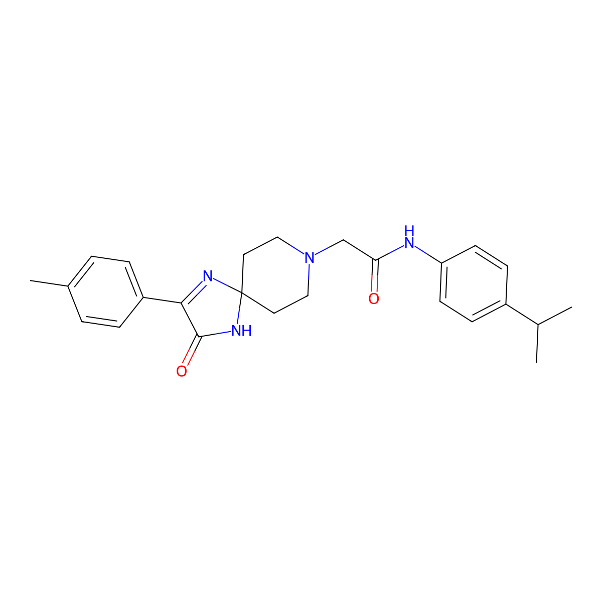 N-(4-isopropylphenyl)-2-(3-oxo-2-(p-tolyl)-1,4,8-triazaspiro[4.5]dec-1-en-8-yl)acetamide molecular structure, CAS 1189870-64-1