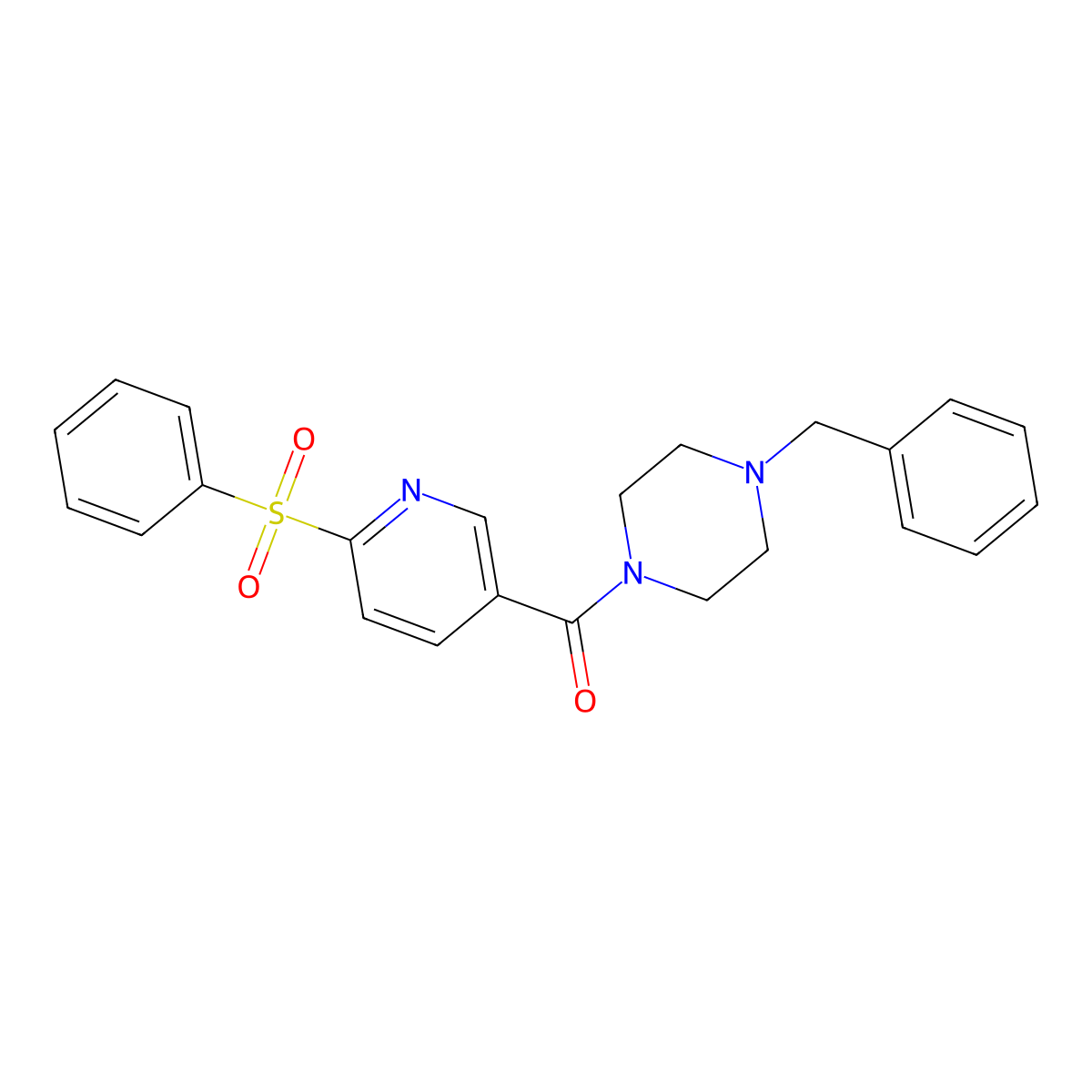 (4-Benzylpiperazin-1-yl)(6-(phenylsulfonyl)pyridin-3-yl)methanone molecular structure, CAS 1189870-73-2