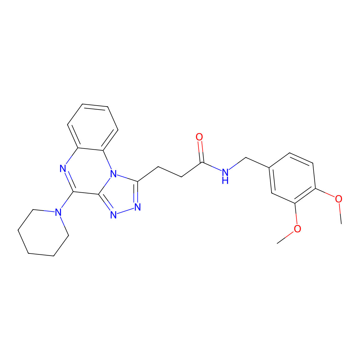 N-[(3,4-dimethoxyphenyl)methyl]-3-[4-(piperidin-1-yl)-[1,2,4]triazolo[4,3-a]quinoxalin-1-yl]propanamide molecular structure, CAS 1189871-04-2