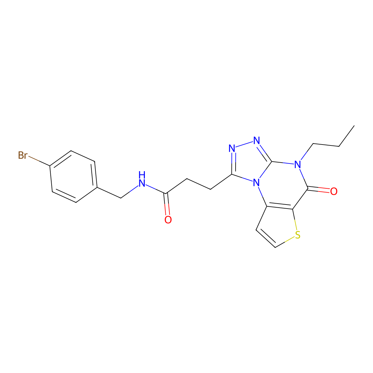 N-(4-bromobenzyl)-3-(5-oxo-4-propyl-4,5-dihydrothieno[2,3-e][1,2,4]triazolo[4,3-a]pyrimidin-1-yl)propanamide molecular structure, CAS 1189871-30-4