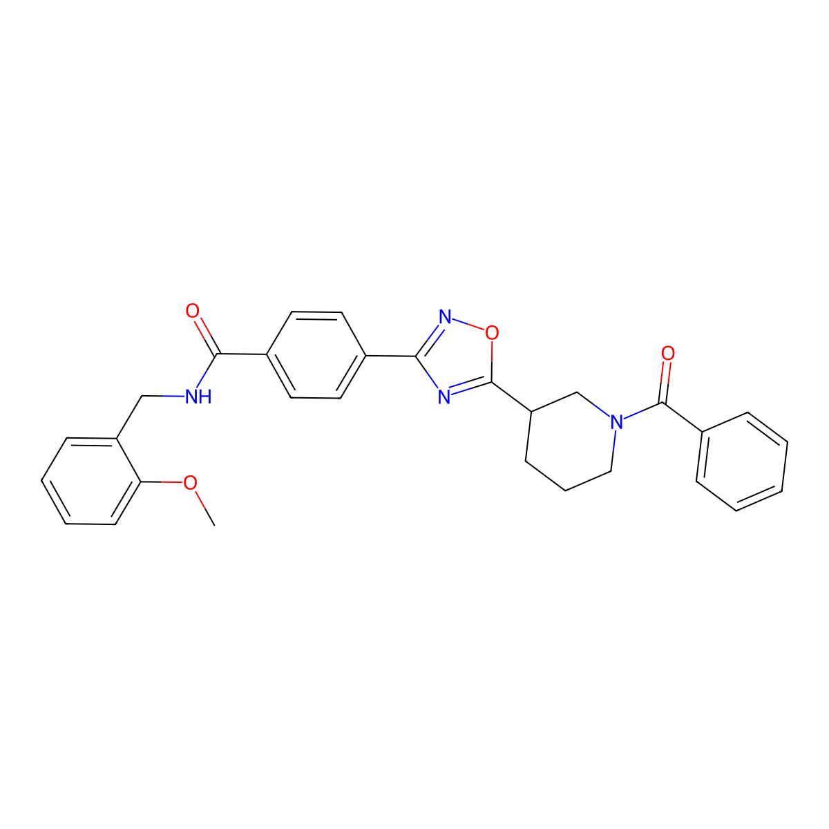 4-[5-(1-benzoylpiperidin-3-yl)-1,2,4-oxadiazol-3-yl]-N-[(2-methoxyphenyl)methyl]benzamide molecular structure, CAS 1189871-34-8