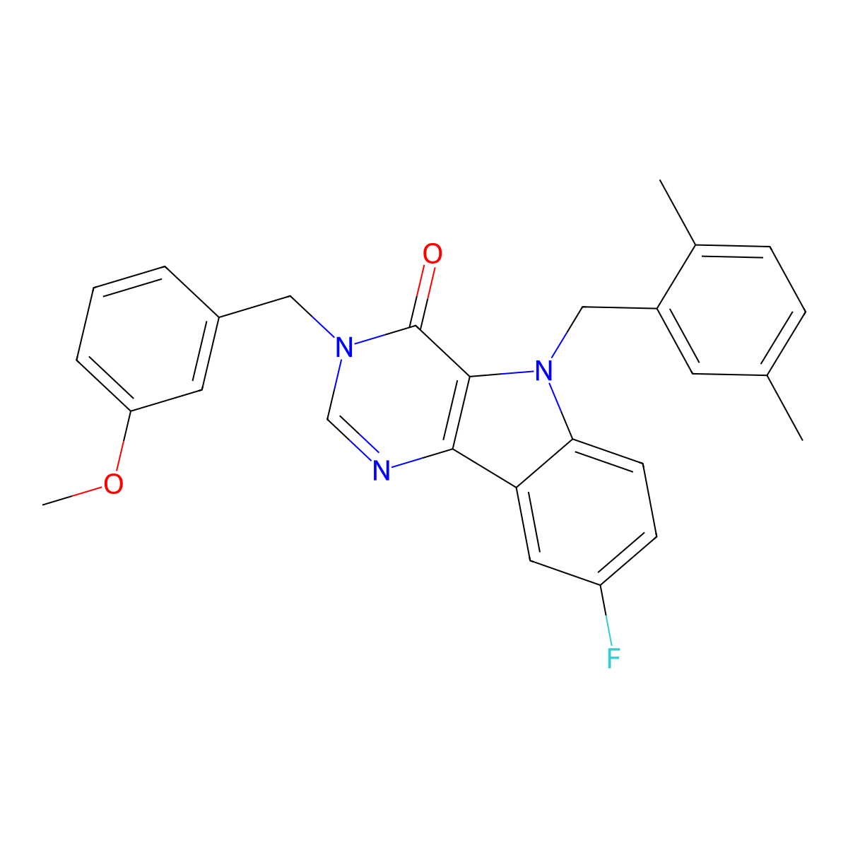 5-(2,5-dimethylbenzyl)-8-fluoro-3-(3-methoxybenzyl)-3H-pyrimido[5,4-b]indol-4(5H)-one molecular structure, CAS 1189871-75-7