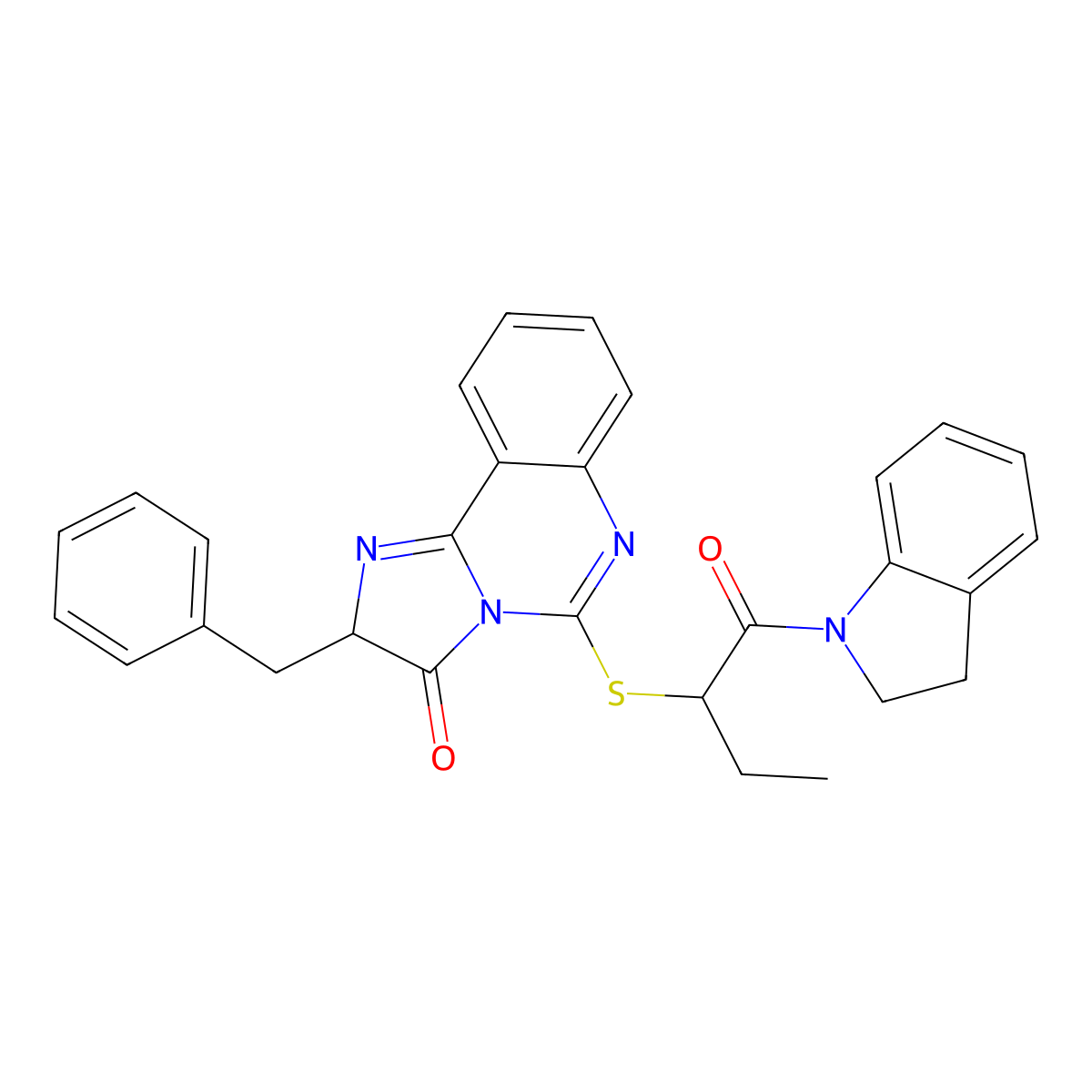 2-benzyl-5-((1-(indolin-1-yl)-1-oxobutan-2-yl)thio)imidazo[1,2-c]quinazolin-3(2H)-one molecular structure, CAS 1189871-96-2