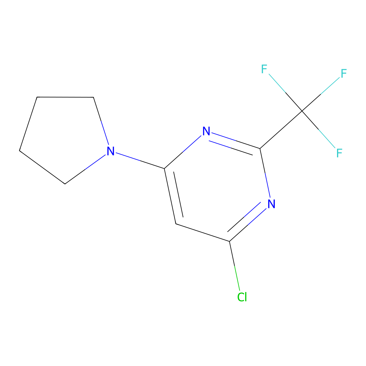 4-Chloro-6-(pyrrolidin-1-yl)-2-(trifluoromethyl)pyrimidine molecular structure, CAS 1189872-15-8