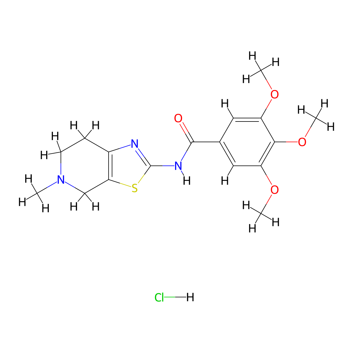 3,4,5-trimethoxy-N-(5-methyl-4,5,6,7-tetrahydrothiazolo[5,4-c]pyridin-2-yl)benzamide hydrochloride molecular structure, CAS 1189872-30-7
