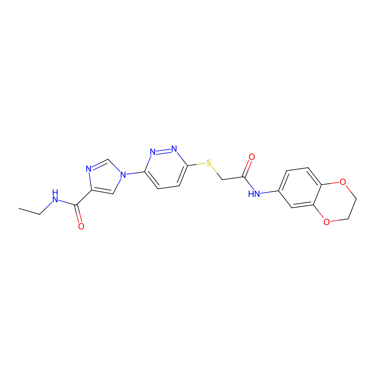 1-[6-({[(2,3-dihydro-1,4-benzodioxin-6-yl)carbamoyl]methyl}sulfanyl)pyridazin-3-yl]-N-ethyl-1H-imidazole-4-carboxamide molecular structure, CAS 1189872-52-3