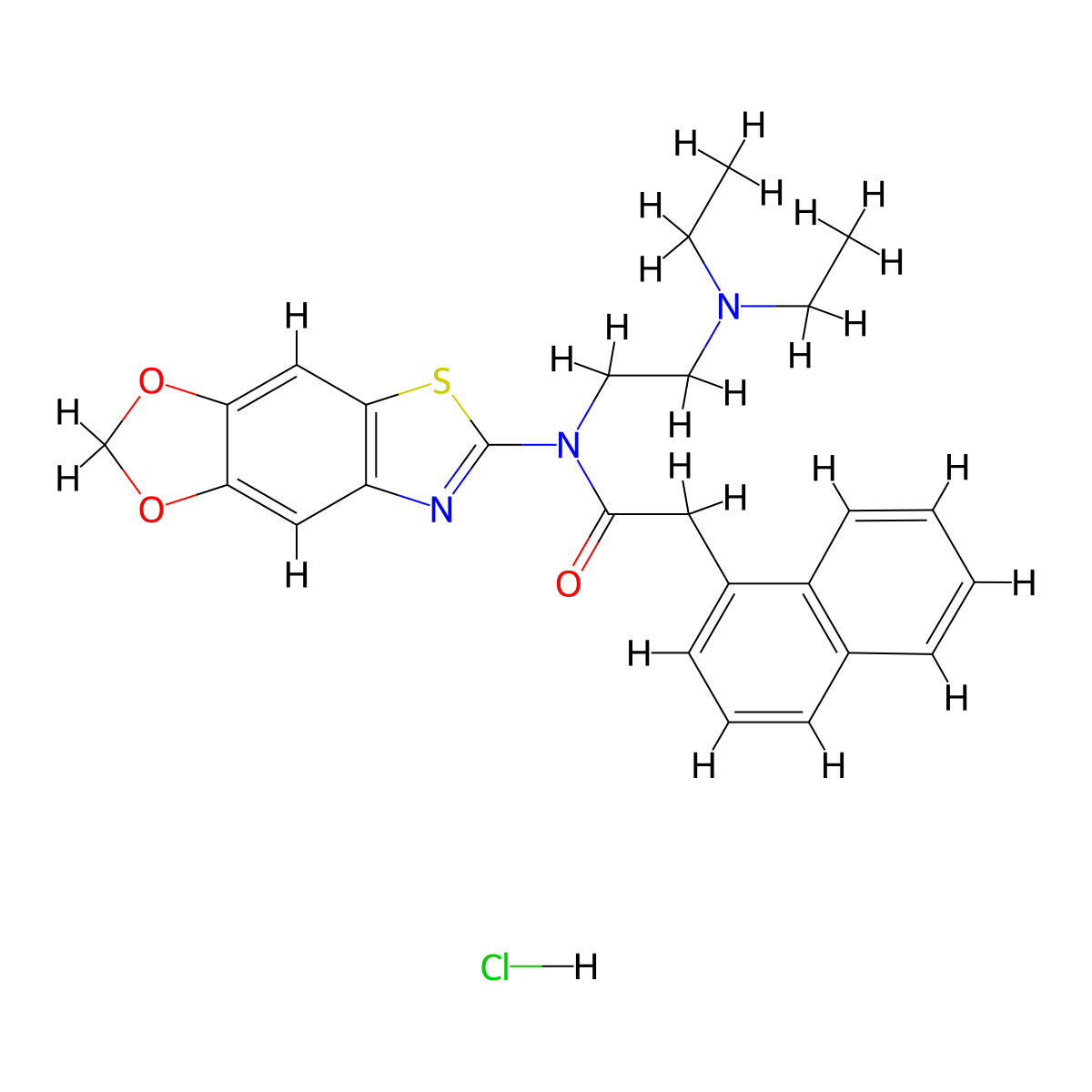 N-([1,3]dioxolo[4',5':4,5]benzo[1,2-d]thiazol-6-yl)-N-(2-(diethylamino)ethyl)-2-(naphthalen-1-yl)acetamide hydrochloride molecular structure, CAS 1189872-64-7