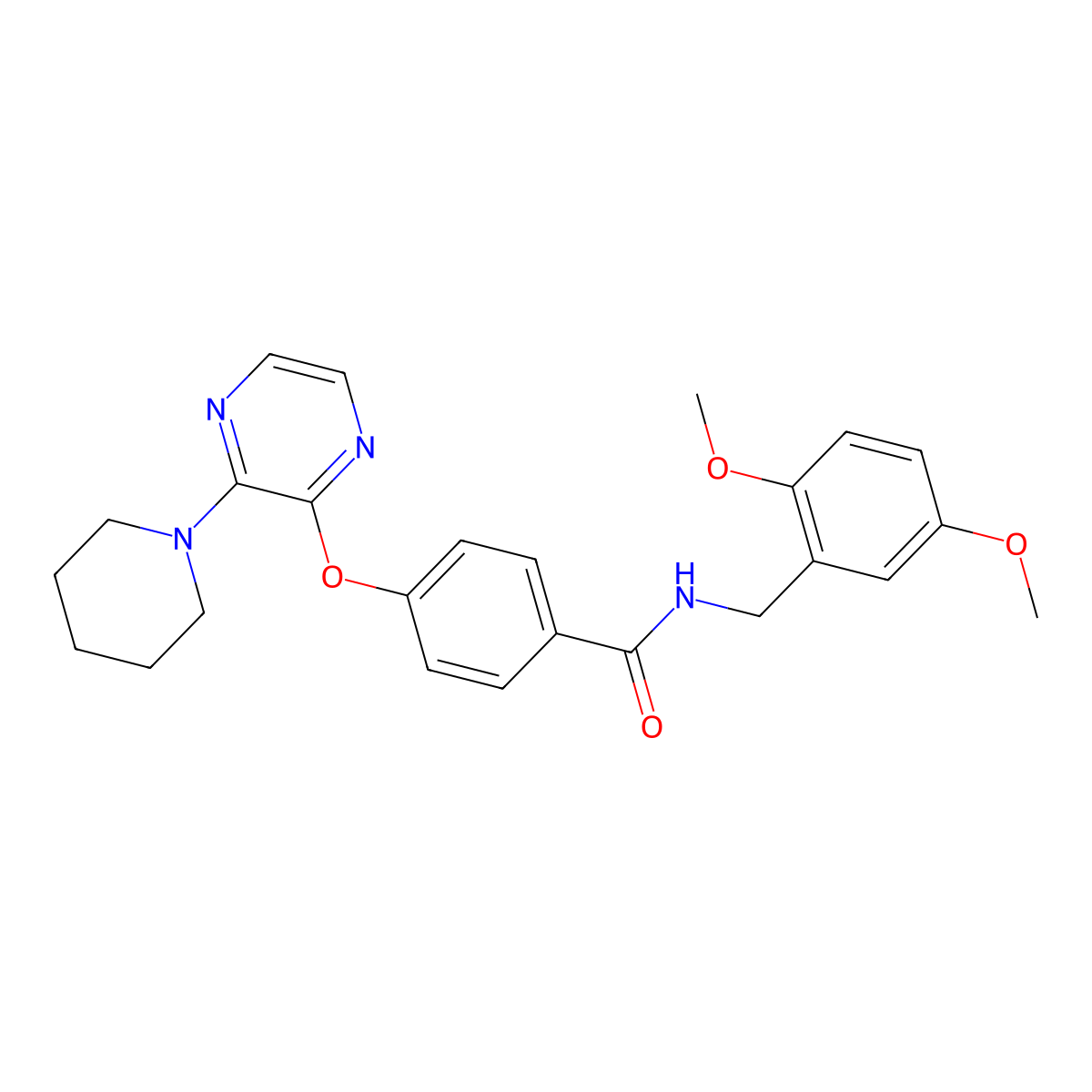 N-[(2,5-Dimethoxyphenyl)methyl]-4-{[3-(piperidin-1-YL)pyrazin-2-YL]oxy}benzamide molecular structure, CAS 1189872-71-6