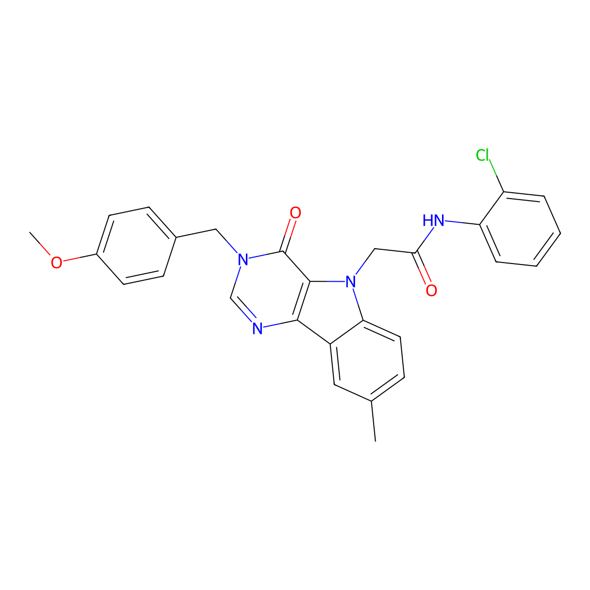 N-(2-chlorophenyl)-2-(3-(4-methoxybenzyl)-8-methyl-4-oxo-3H-pyrimido[5,4-b]indol-5(4H)-yl)acetamide molecular structure, CAS 1189872-99-8
