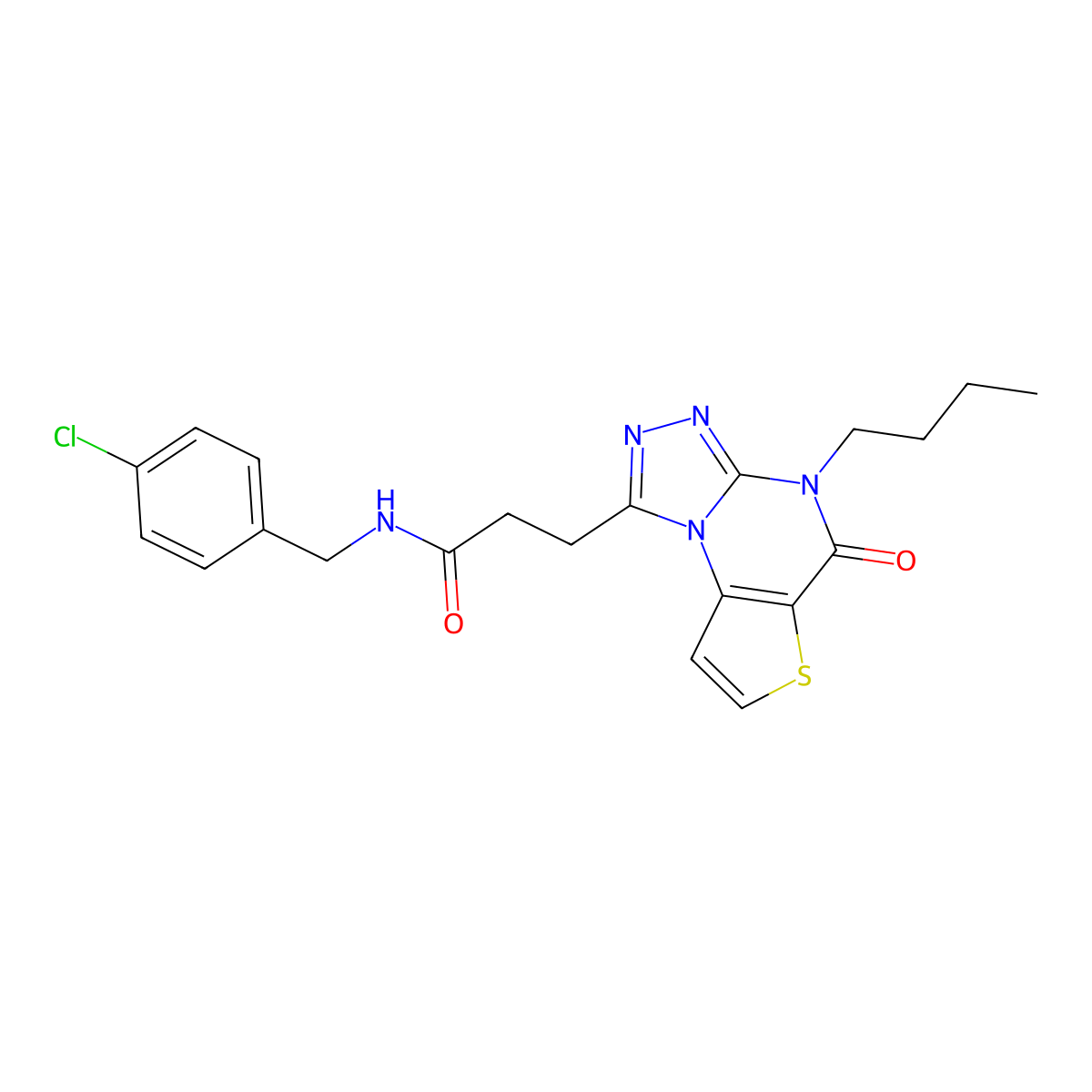3-(4-butyl-5-oxo-4,5-dihydrothieno[2,3-e][1,2,4]triazolo[4,3-a]pyrimidin-1-yl)-N-(4-chlorobenzyl)propanamide molecular structure, CAS 1189874-02-9