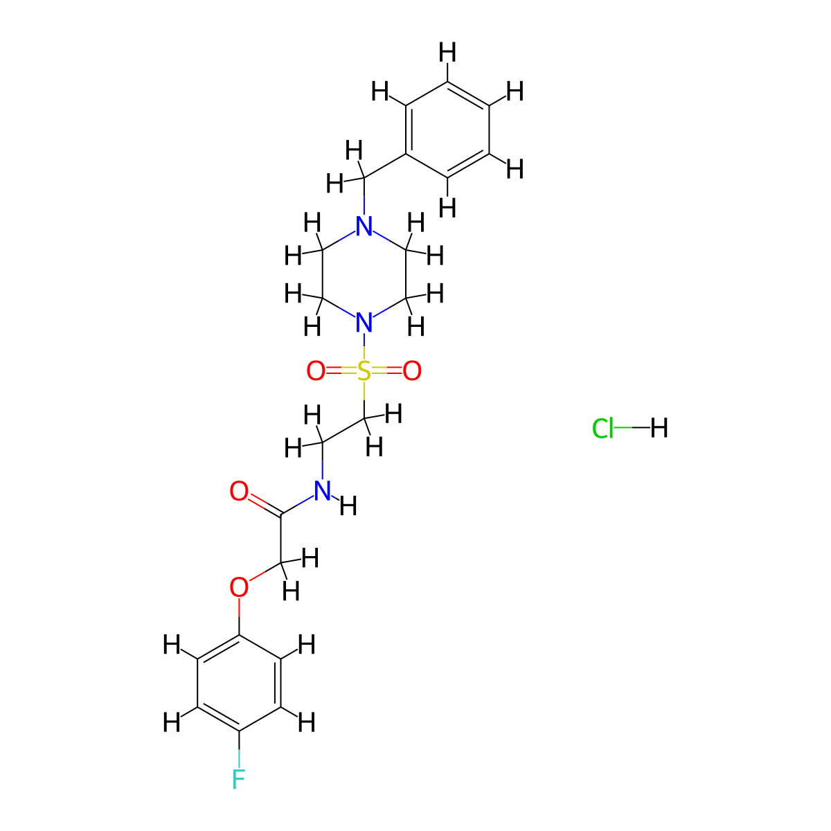 N-(2-((4-benzylpiperazin-1-yl)sulfonyl)ethyl)-2-(4-fluorophenoxy)acetamide hydrochloride molecular structure, CAS 1189874-09-6
