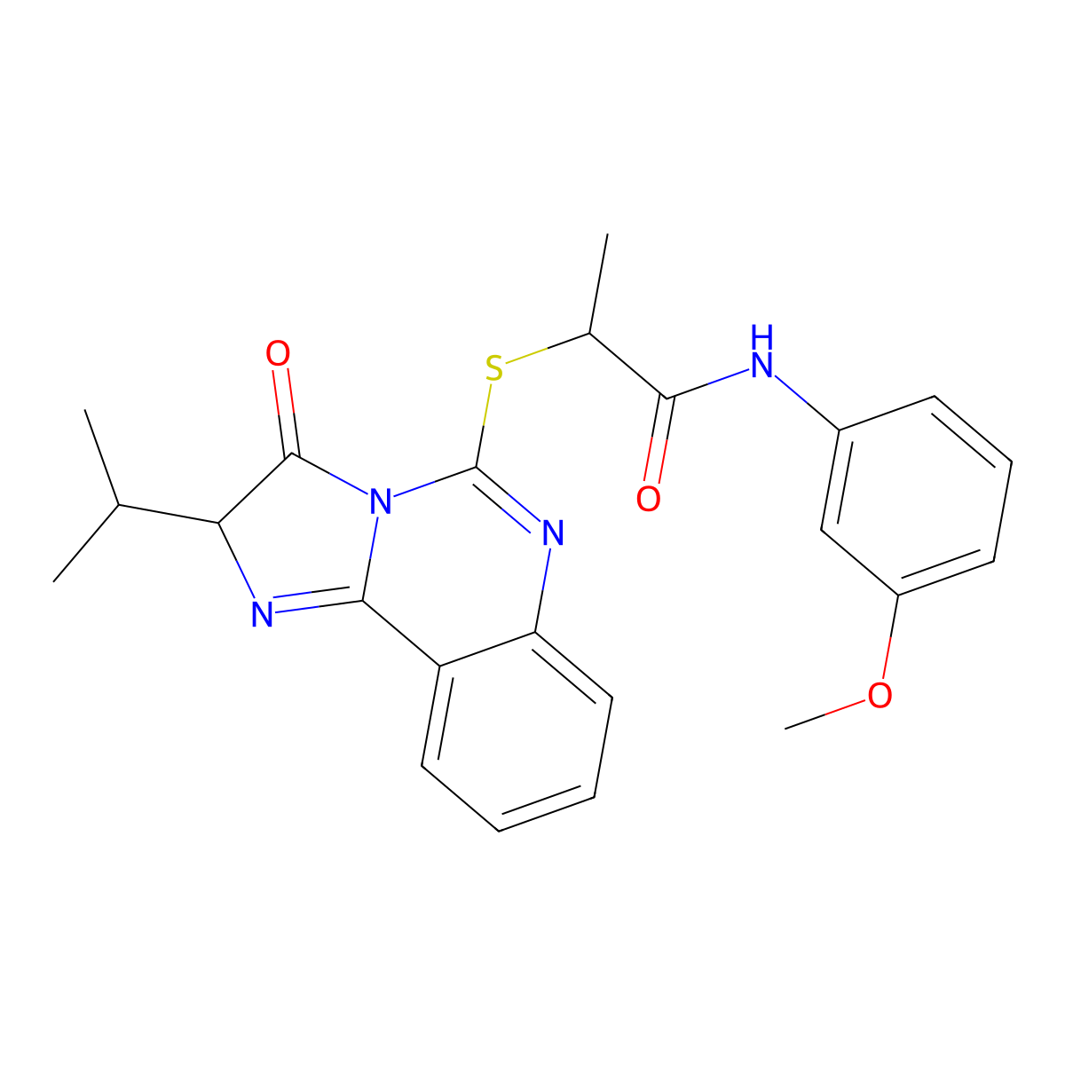 2-((2-isopropyl-3-oxo-2,3-dihydroimidazo[1,2-c]quinazolin-5-yl)thio)-N-(3-methoxyphenyl)propanamide molecular structure, CAS 1189875-51-1
