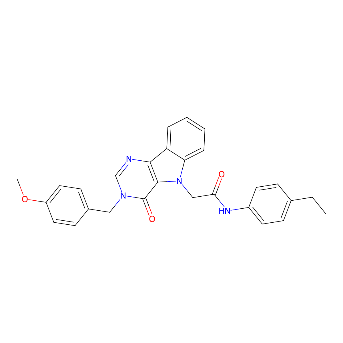 N-(4-ethylphenyl)-2-(3-(4-methoxybenzyl)-4-oxo-3H-pyrimido[5,4-b]indol-5(4H)-yl)acetamide molecular structure, CAS 1189876-02-5