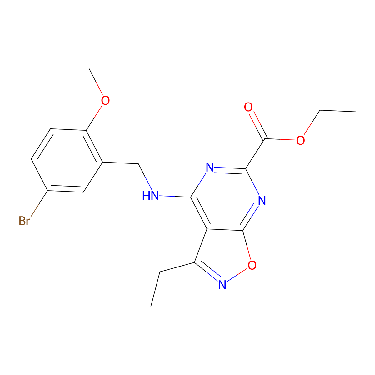 Ethyl 4-[(5-bromo-2-methoxybenzyl)amino]-3-ethylisoxazolo[5,4-d]pyrimidine-6-carboxylate molecular structure, CAS 1189876-87-6