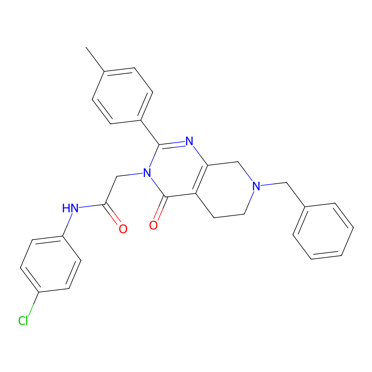 2-[7-benzyl-2-(4-methylphenyl)-4-oxo-3H,4H,5H,6H,7H,8H-pyrido[3,4-d]pyrimidin-3-yl]-N-(4-chlorophenyl)acetamide molecular structure, CAS 1189876-90-1