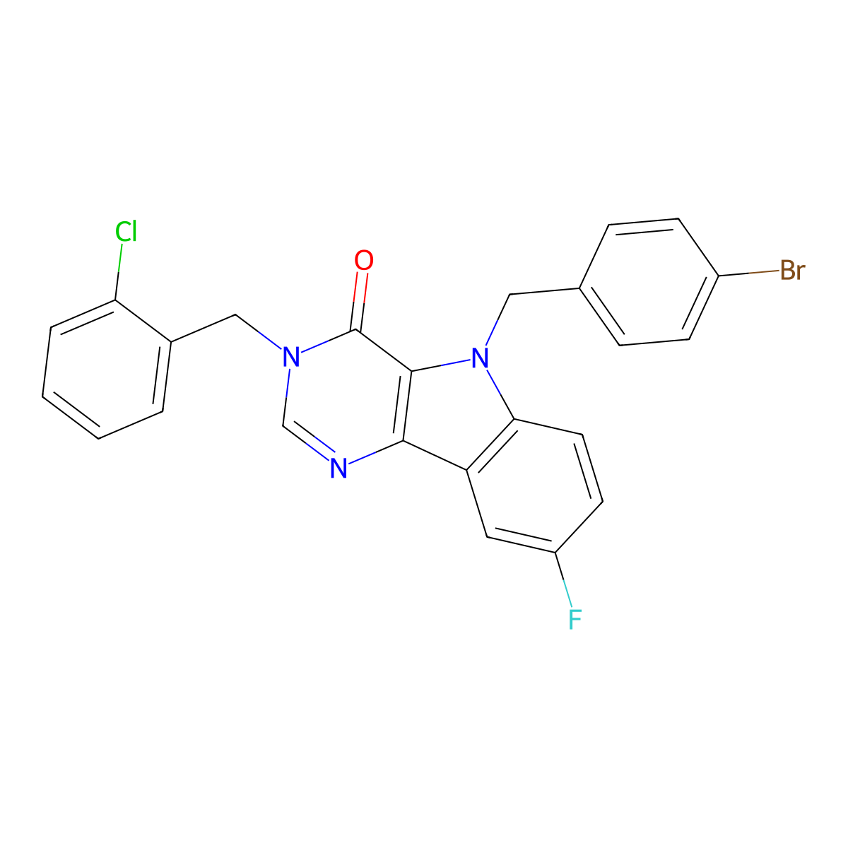 5-(4-bromobenzyl)-3-(2-chlorobenzyl)-8-fluoro-3,5-dihydro-4H-pyrimido[5,4-b]indol-4-one molecular structure, CAS 1189877-36-8