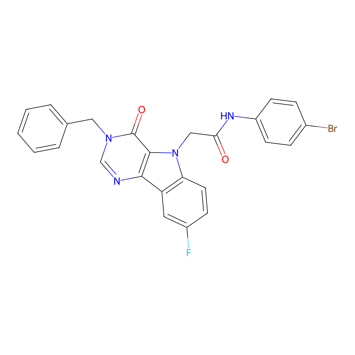 2-(3-benzyl-8-fluoro-4-oxo-3H-pyrimido[5,4-b]indol-5(4H)-yl)-N-(4-bromophenyl)acetamide molecular structure, CAS 1189877-64-2