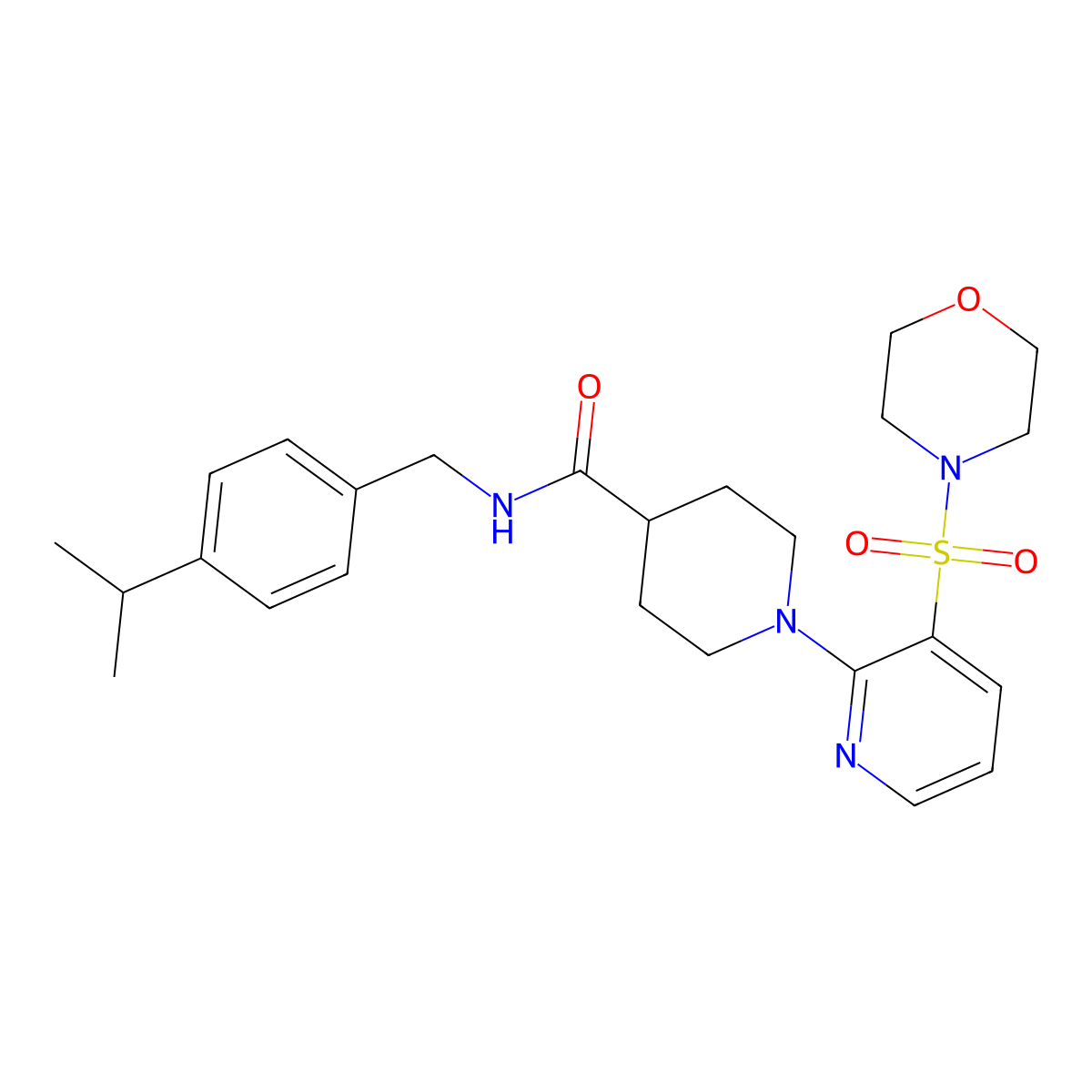 1-[3-(morpholine-4-sulfonyl)pyridin-2-yl]-N-{[4-(propan-2-yl)phenyl]methyl}piperidine-4-carboxamide molecular structure, CAS 1189877-65-3