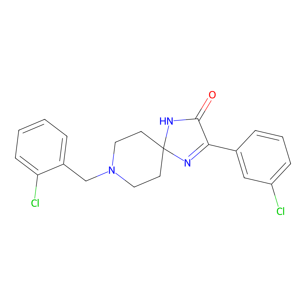 8-(2-Chlorobenzyl)-3-(3-chlorophenyl)-1,4,8-triazaspiro[4.5]dec-3-en-2-one molecular structure, CAS 1189878-56-5