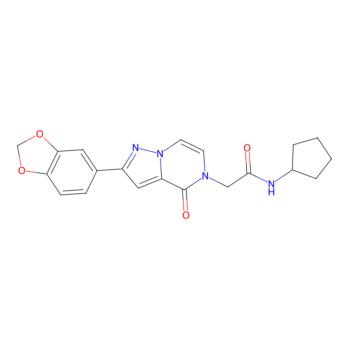 2-[2-(1,3-benzodioxol-5-yl)-4-oxopyrazolo[1,5-a]pyrazin-5(4H)-yl]-N-cyclopentylacetamide molecular structure, CAS 1189878-65-6