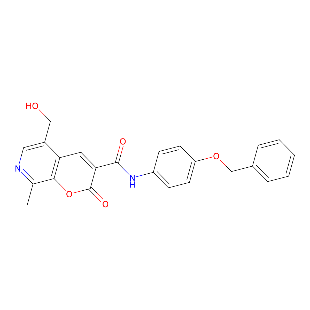 N-[4-(benzyloxy)phenyl]-5-(hydroxymethyl)-8-methyl-2-oxo-2H-pyrano[2,3-c]pyridine-3-carboxamide molecular structure, CAS 1189878-77-0