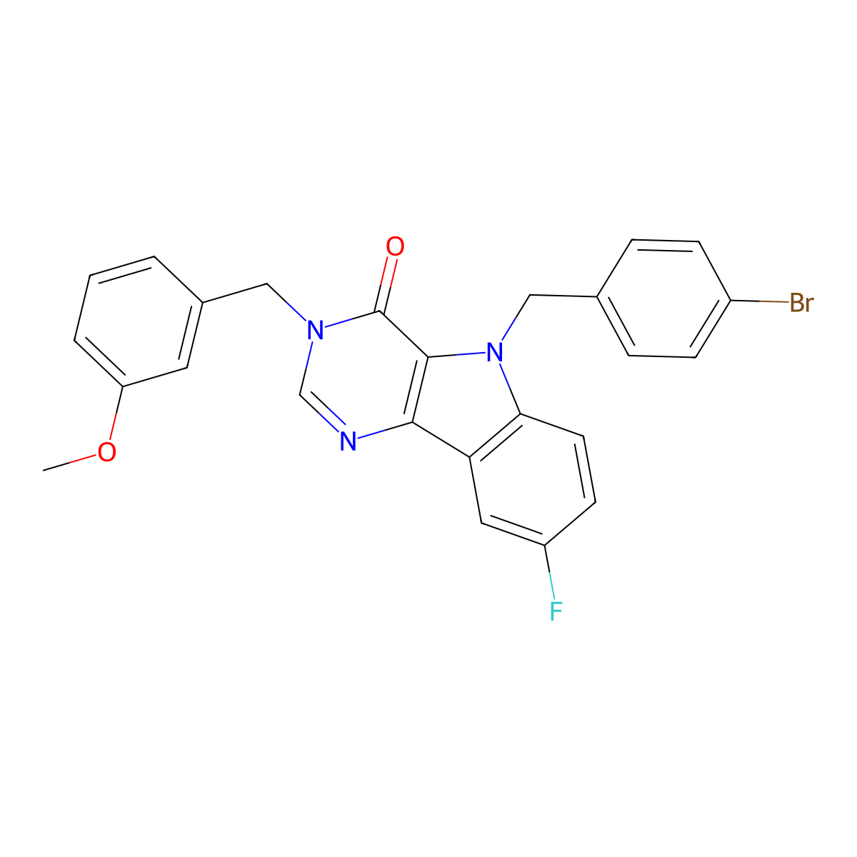 5-(4-bromobenzyl)-8-fluoro-3-(3-methoxybenzyl)-3H-pyrimido[5,4-b]indol-4(5H)-one molecular structure, CAS 1189879-17-1
