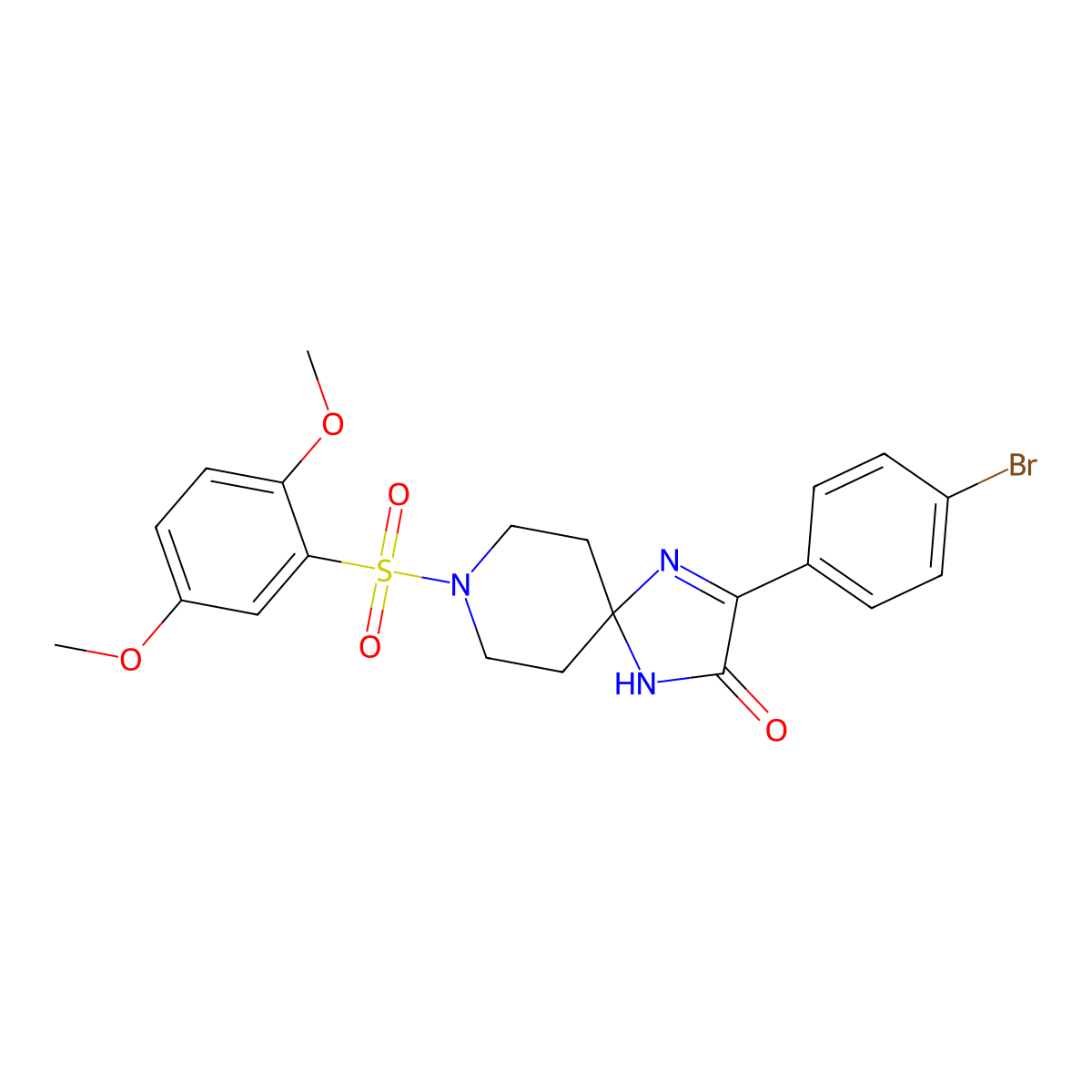 3-(4-Bromophenyl)-8-(2,5-dimethoxybenzenesulfonyl)-1,4,8-triazaspiro[4.5]dec-3-en-2-one molecular structure, CAS 1189879-43-3