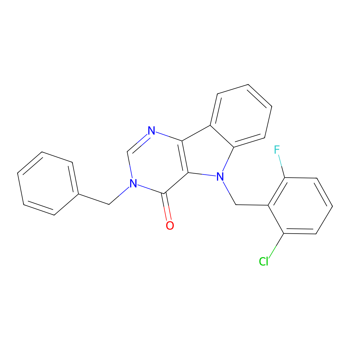 3-benzyl-5-(2-chloro-6-fluorobenzyl)-3H-pyrimido[5,4-b]indol-4(5H)-one molecular structure, CAS 1189879-71-7