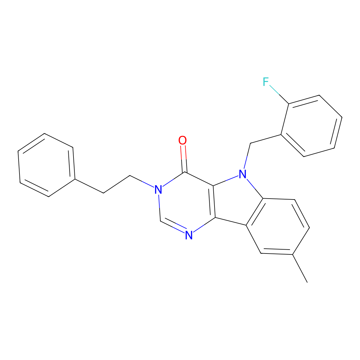 5-(2-fluorobenzyl)-8-methyl-3-phenethyl-3H-pyrimido[5,4-b]indol-4(5H)-one molecular structure, CAS 1189879-74-0