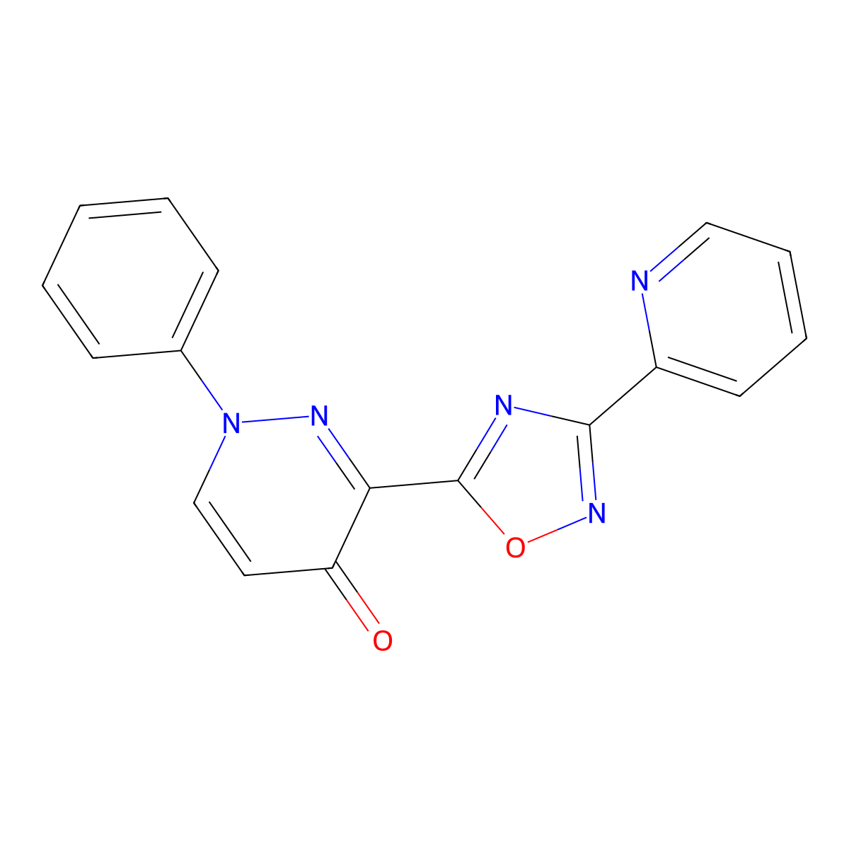 1-phenyl-3-(3-(pyridin-2-yl)-1,2,4-oxadiazol-5-yl)pyridazin-4(1H)-one molecular structure, CAS 1189880-15-6