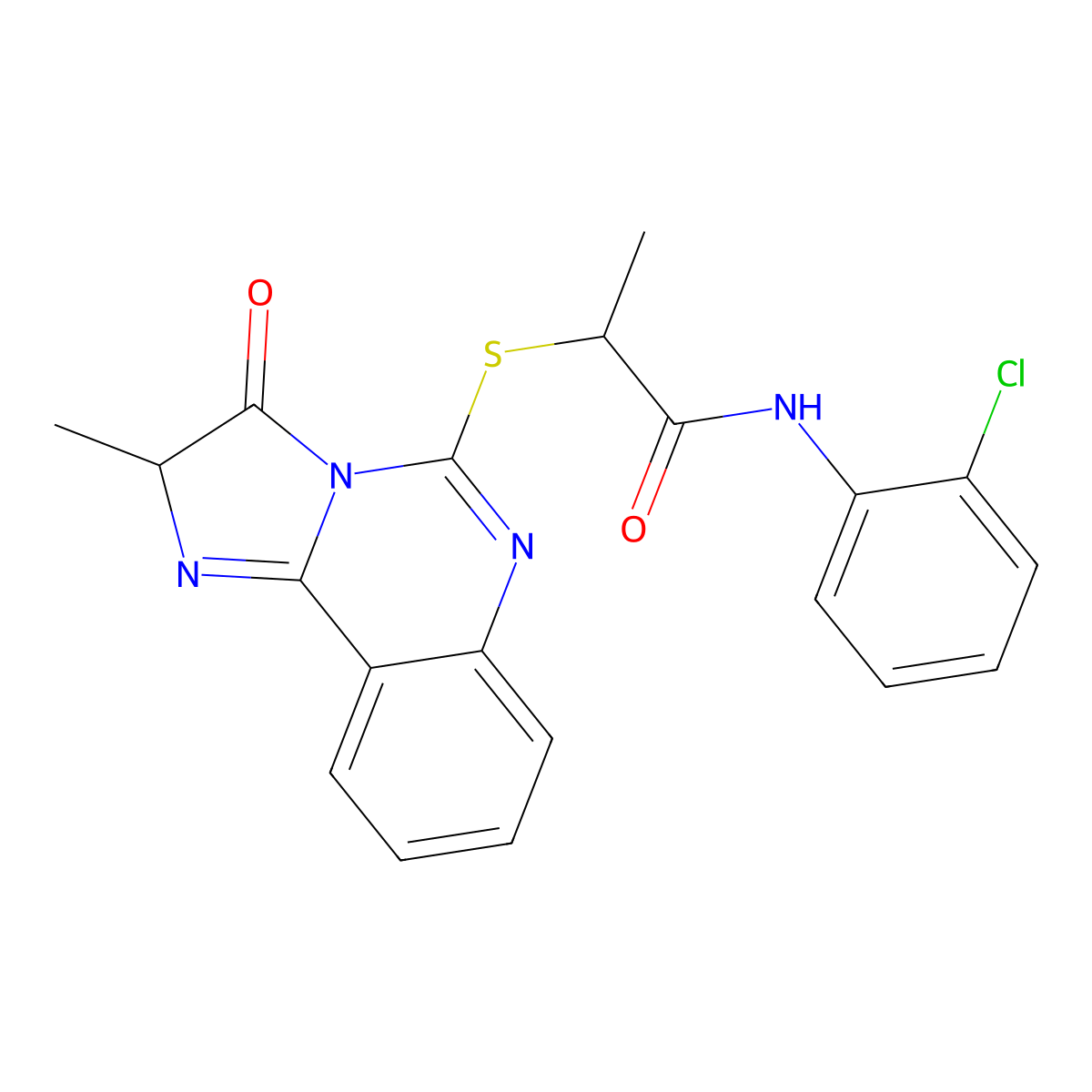 N-(2-chlorophenyl)-2-((2-methyl-3-oxo-2,3-dihydroimidazo[1,2-c]quinazolin-5-yl)thio)propanamide molecular structure, CAS 1189880-94-1