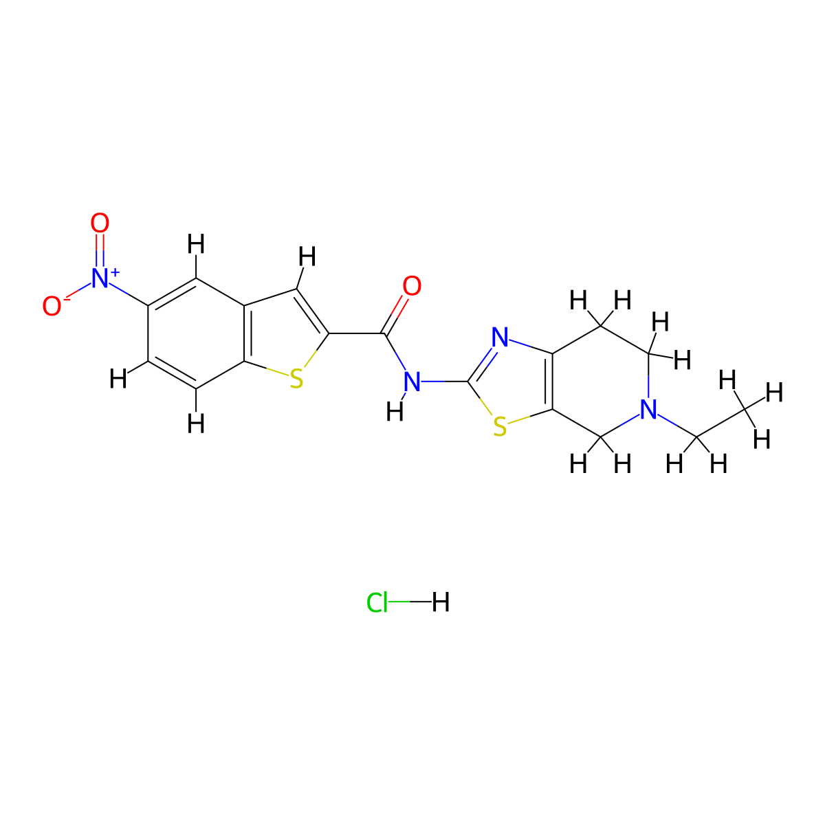N-(5-ethyl-4,5,6,7-tetrahydrothiazolo[5,4-c]pyridin-2-yl)-5-nitrobenzo[b]thiophene-2-carboxamide hydrochloride molecular structure, CAS 1189881-62-6