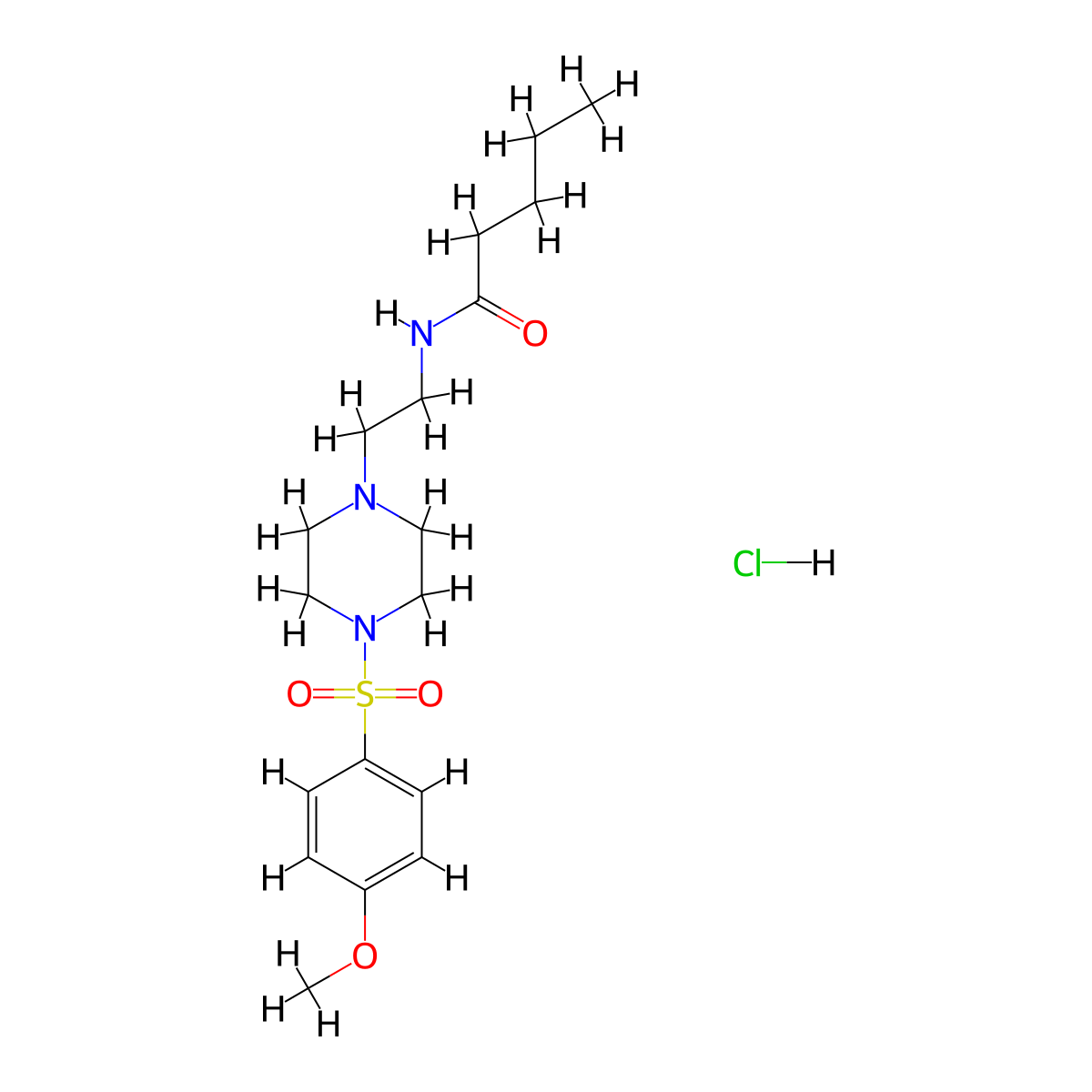 N-(2-(4-((4-methoxyphenyl)sulfonyl)piperazin-1-yl)ethyl)pentanamide hydrochloride molecular structure, CAS 1189881-68-2