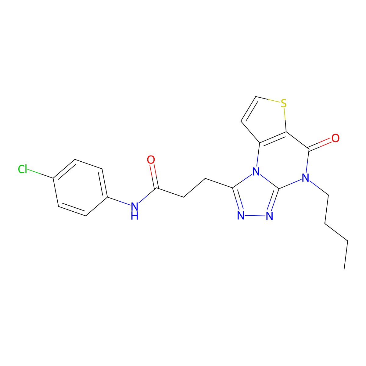 3-(4-butyl-5-oxo-4,5-dihydrothieno[2,3-e][1,2,4]triazolo[4,3-a]pyrimidin-1-yl)-N-(4-chlorophenyl)propanamide molecular structure, CAS 1189882-23-2