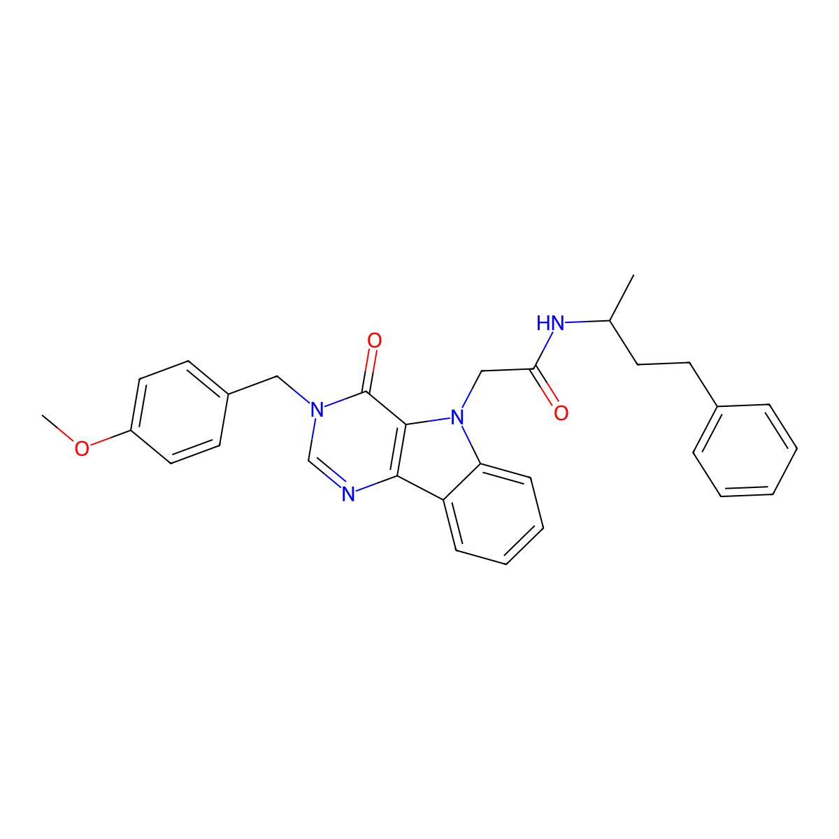 2-(3-(4-methoxybenzyl)-4-oxo-3H-pyrimido[5,4-b]indol-5(4H)-yl)-N-(4-phenylbutan-2-yl)acetamide molecular structure, CAS 1189882-51-6