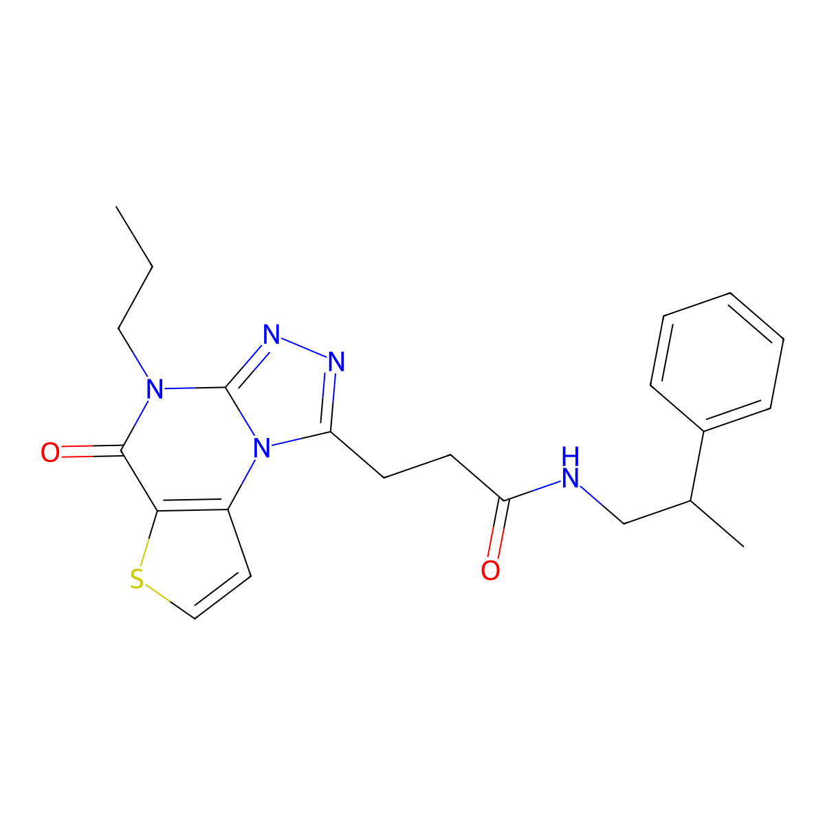 3-(5-oxo-4-propyl-4,5-dihydrothieno[2,3-e][1,2,4]triazolo[4,3-a]pyrimidin-1-yl)-N-(2-phenylpropyl)propanamide molecular structure, CAS 1189882-78-7