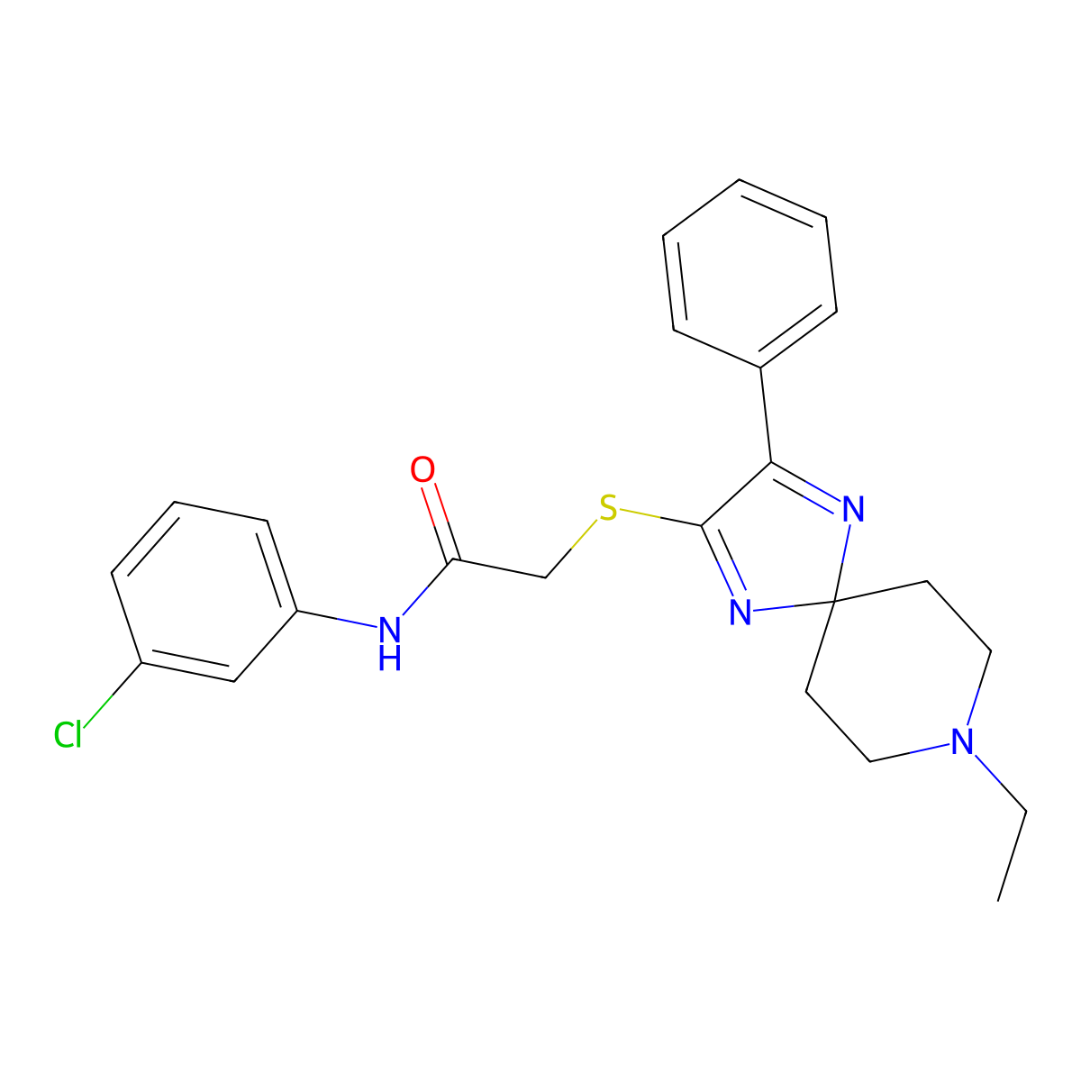 N-(3-chlorophenyl)-2-((8-ethyl-3-phenyl-1,4,8-triazaspiro[4.5]deca-1,3-dien-2-yl)thio)acetamide molecular structure, CAS 1189883-14-4