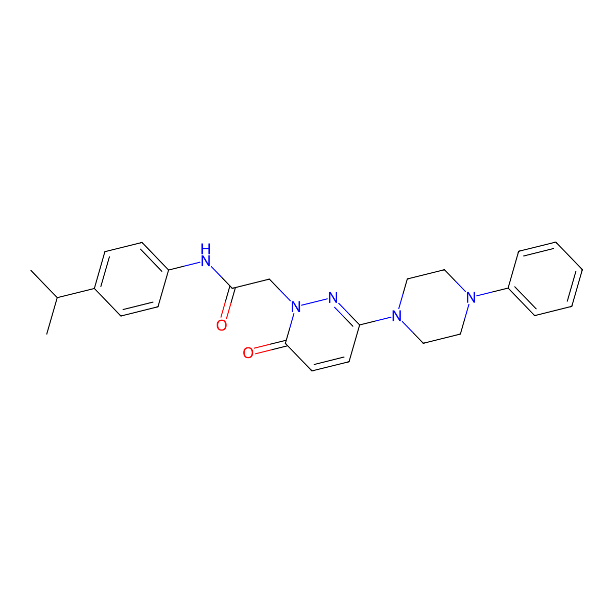 2-[6-oxo-3-(4-phenylpiperazin-1-yl)pyridazin-1(6H)-yl]-N-[4-(propan-2-yl)phenyl]acetamide molecular structure, CAS 1189883-61-1